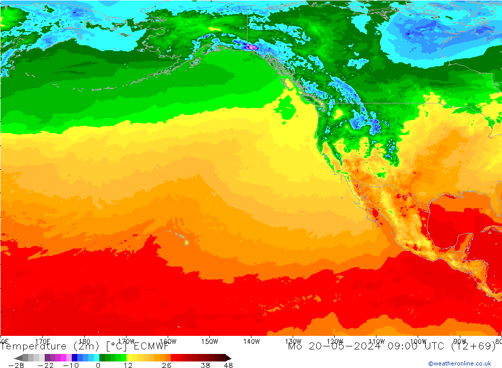 Temperature (2m) ECMWF Mo 20.05.2024 09 UTC