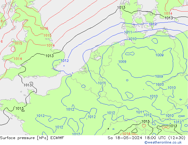 pressão do solo ECMWF Sáb 18.05.2024 18 UTC