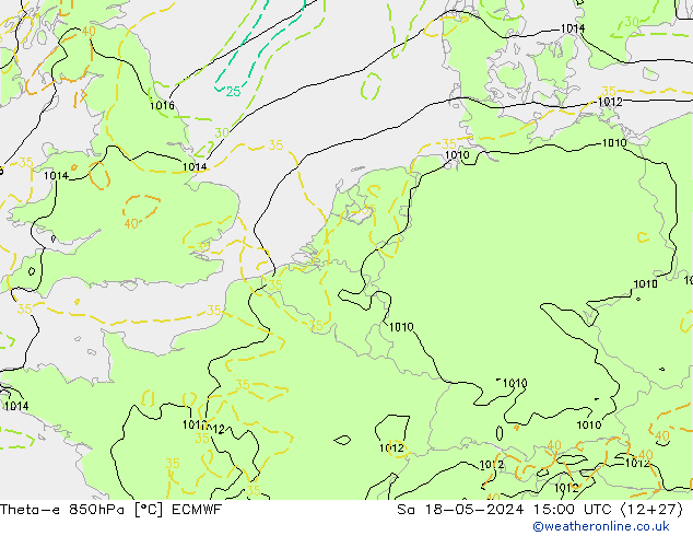 Theta-e 850hPa ECMWF Sa 18.05.2024 15 UTC