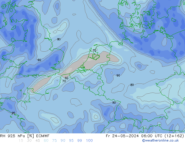 RH 925 hPa ECMWF Fr 24.05.2024 06 UTC