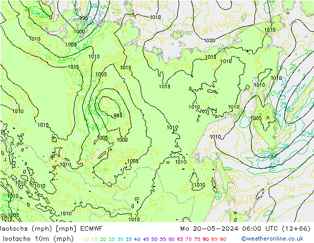 Isotachs (mph) ECMWF Seg 20.05.2024 06 UTC