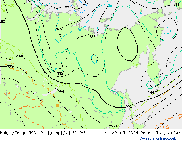 Z500/Rain (+SLP)/Z850 ECMWF lun 20.05.2024 06 UTC