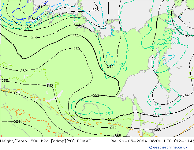 Z500/Rain (+SLP)/Z850 ECMWF śro. 22.05.2024 06 UTC