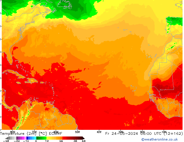 Temperature (2m) ECMWF Fr 24.05.2024 06 UTC