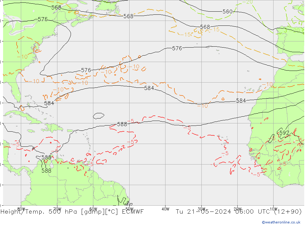 Height/Temp. 500 hPa ECMWF Tu 21.05.2024 06 UTC