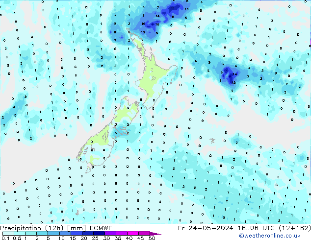 Precipitación (12h) ECMWF vie 24.05.2024 06 UTC