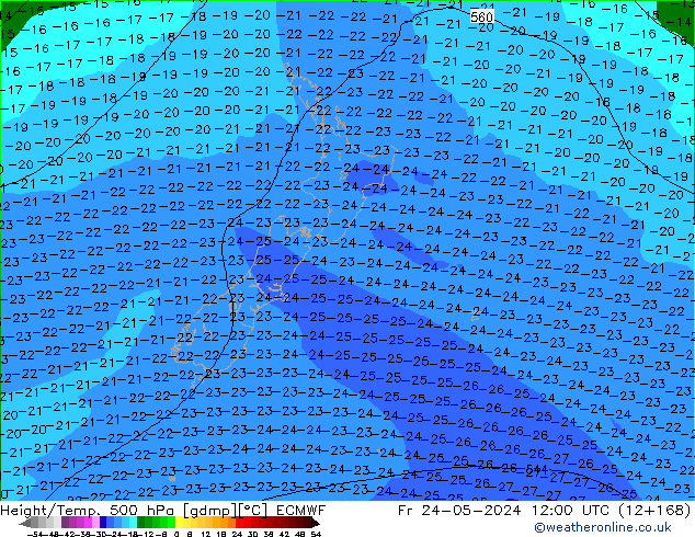 Z500/Rain (+SLP)/Z850 ECMWF pt. 24.05.2024 12 UTC