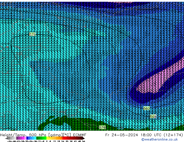 Z500/Regen(+SLP)/Z850 ECMWF vr 24.05.2024 18 UTC