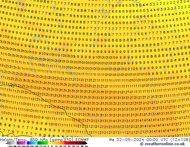 Z500/Rain (+SLP)/Z850 ECMWF We 22.05.2024 00 UTC