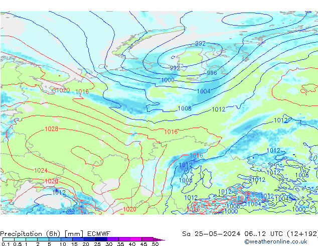 Yağış (6h) ECMWF Cts 25.05.2024 12 UTC