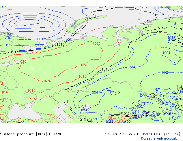 pressão do solo ECMWF Sáb 18.05.2024 15 UTC