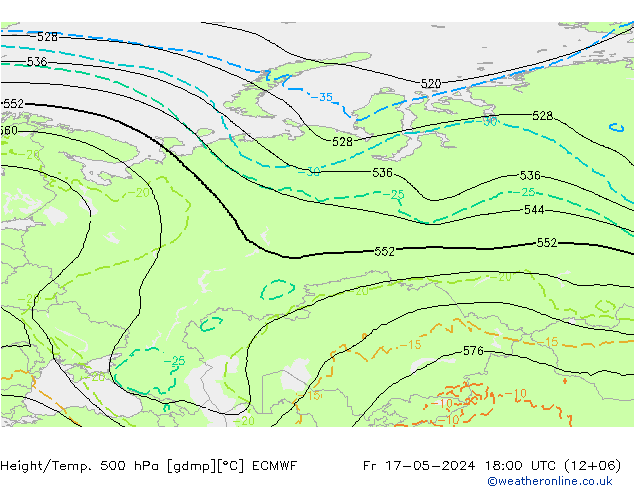 Z500/Rain (+SLP)/Z850 ECMWF Pá 17.05.2024 18 UTC