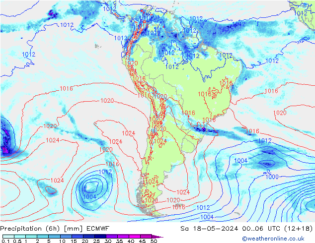 Z500/Rain (+SLP)/Z850 ECMWF Sa 18.05.2024 06 UTC