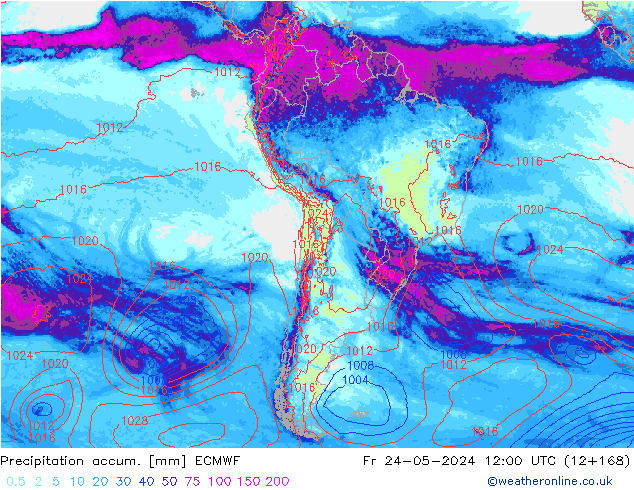 Precipitation accum. ECMWF Fr 24.05.2024 12 UTC