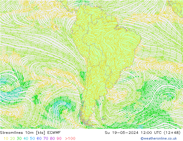 Ligne de courant 10m ECMWF dim 19.05.2024 12 UTC