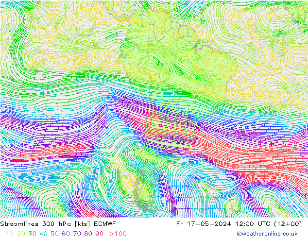 Streamlines 300 hPa ECMWF Fr 17.05.2024 12 UTC