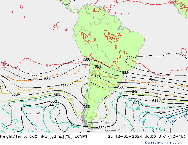 Z500/Rain (+SLP)/Z850 ECMWF Sa 18.05.2024 06 UTC