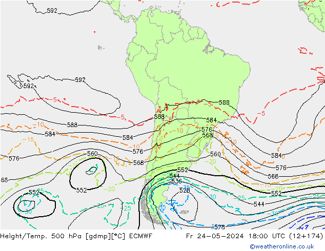 Z500/Rain (+SLP)/Z850 ECMWF Pá 24.05.2024 18 UTC