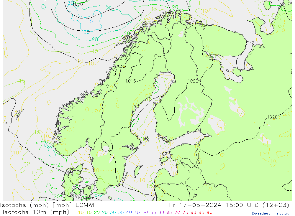 Isotachs (mph) ECMWF Fr 17.05.2024 15 UTC