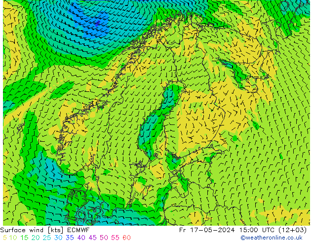 风 10 米 ECMWF 星期五 17.05.2024 15 UTC