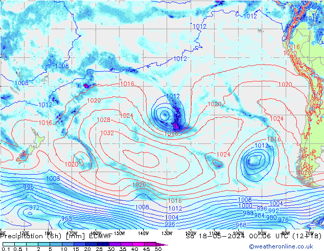 Z500/Rain (+SLP)/Z850 ECMWF сб 18.05.2024 06 UTC