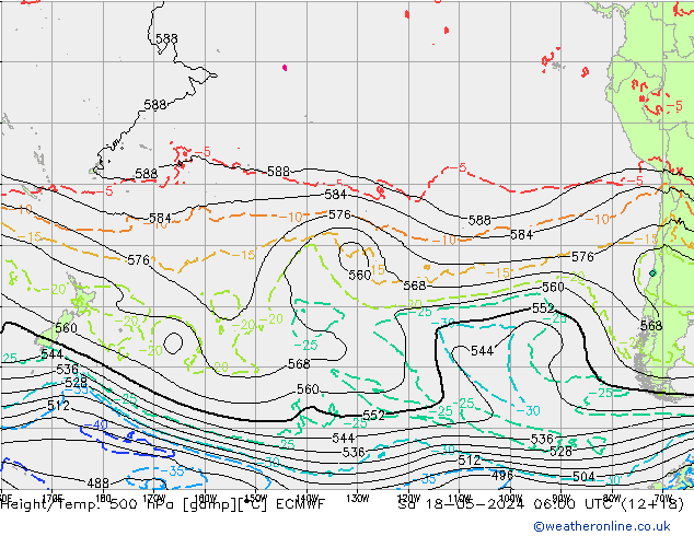 Z500/Rain (+SLP)/Z850 ECMWF сб 18.05.2024 06 UTC