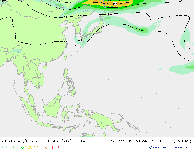 Jet stream/Height 300 hPa ECMWF Su 19.05.2024 06 UTC