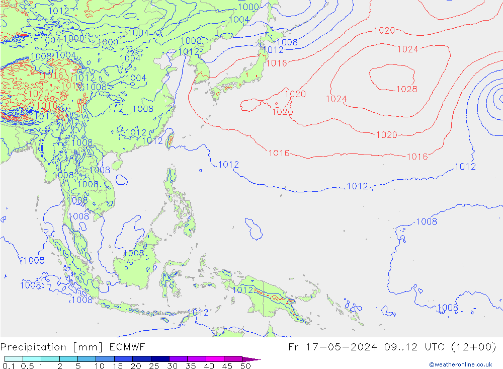 Precipitation ECMWF Fr 17.05.2024 12 UTC