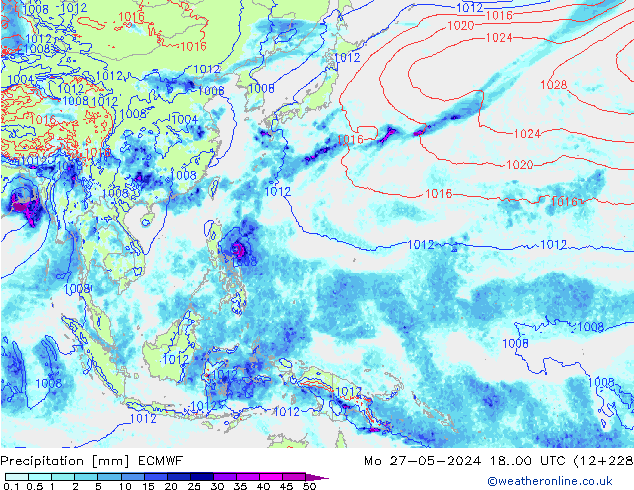 Precipitación ECMWF lun 27.05.2024 00 UTC