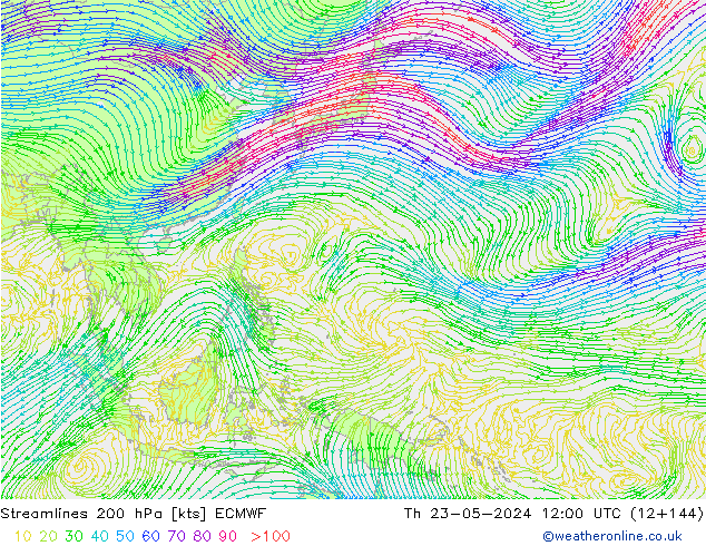 ветер 200 гПа ECMWF чт 23.05.2024 12 UTC