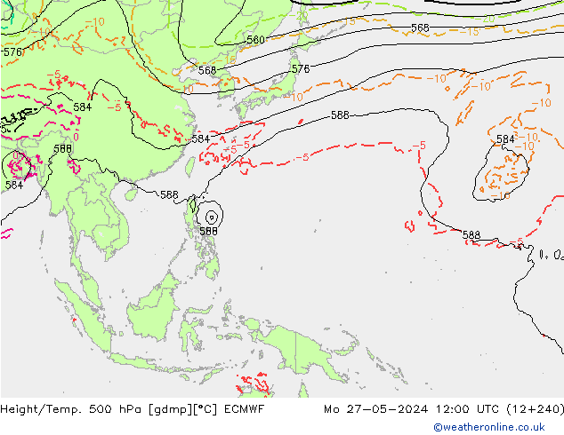 Height/Temp. 500 hPa ECMWF  27.05.2024 12 UTC