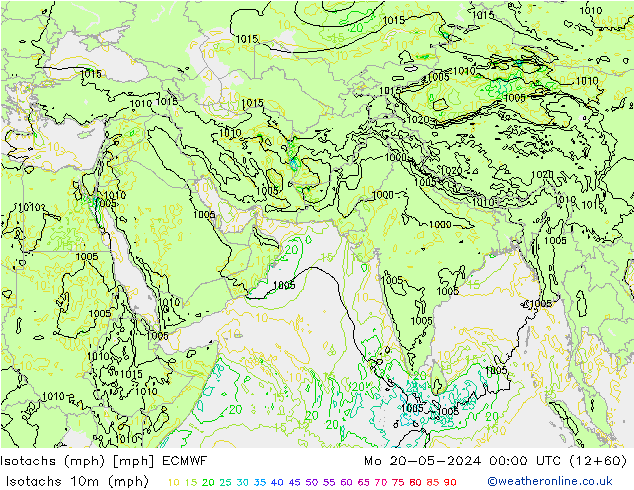Isotachs (mph) ECMWF Seg 20.05.2024 00 UTC