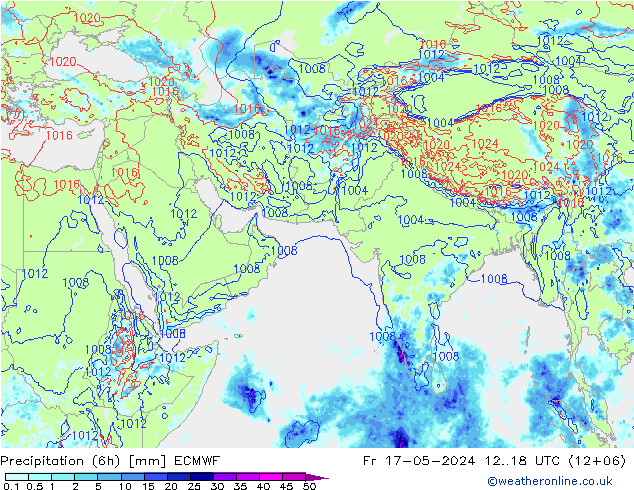 Precipitazione (6h) ECMWF ven 17.05.2024 18 UTC