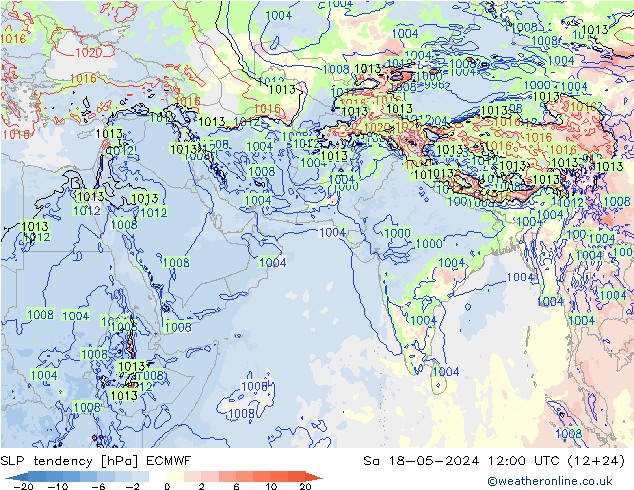 SLP tendency ECMWF Sa 18.05.2024 12 UTC