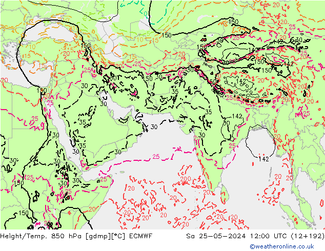 Z500/Rain (+SLP)/Z850 ECMWF  25.05.2024 12 UTC