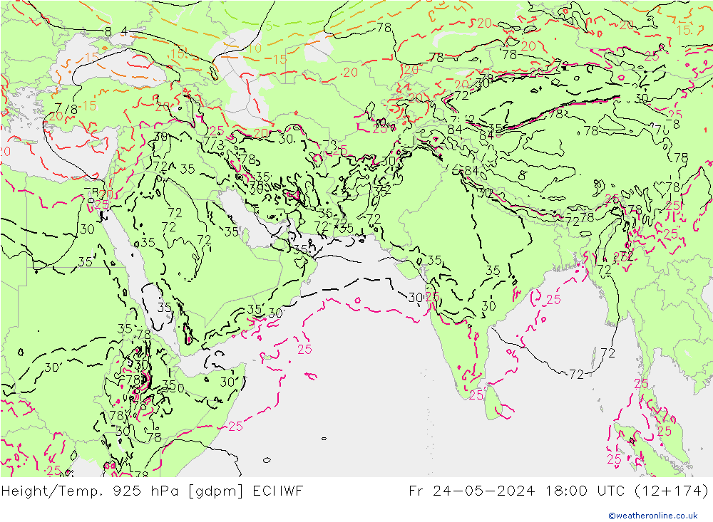 Height/Temp. 925 hPa ECMWF  24.05.2024 18 UTC