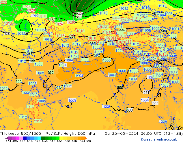 Thck 500-1000hPa ECMWF So 25.05.2024 06 UTC