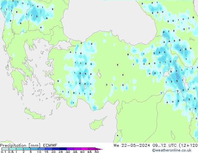 Niederschlag ECMWF Mi 22.05.2024 12 UTC