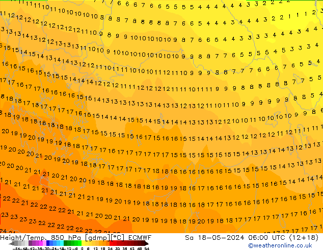 Z500/Rain (+SLP)/Z850 ECMWF sam 18.05.2024 06 UTC