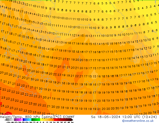 Z500/Rain (+SLP)/Z850 ECMWF so. 18.05.2024 12 UTC