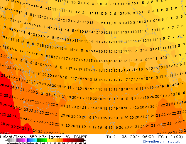 Height/Temp. 850 hPa ECMWF Tu 21.05.2024 06 UTC