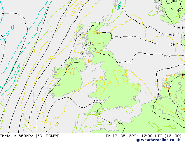 Theta-e 850hPa ECMWF Fr 17.05.2024 12 UTC