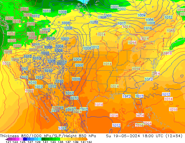 Thck 850-1000 hPa ECMWF nie. 19.05.2024 18 UTC