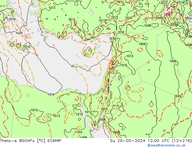 Theta-e 850hPa ECMWF dim 26.05.2024 12 UTC