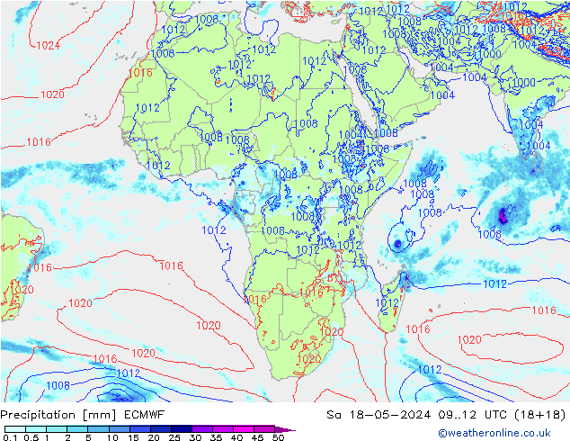 Precipitation ECMWF Sa 18.05.2024 12 UTC