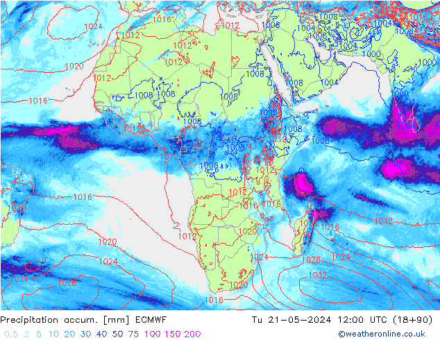 Totale neerslag ECMWF di 21.05.2024 12 UTC