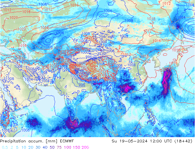 Precipitation accum. ECMWF nie. 19.05.2024 12 UTC