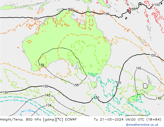 Z500/Rain (+SLP)/Z850 ECMWF Ter 21.05.2024 06 UTC