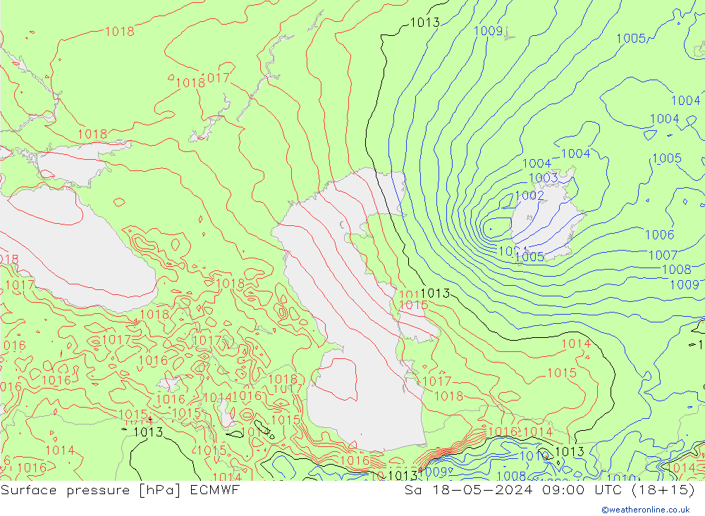 pressão do solo ECMWF Sáb 18.05.2024 09 UTC