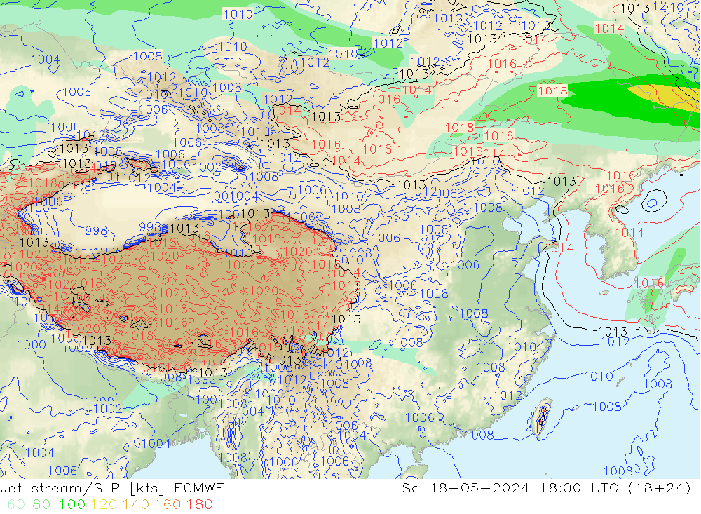 高速氣流/地面气压 ECMWF 星期六 18.05.2024 18 UTC